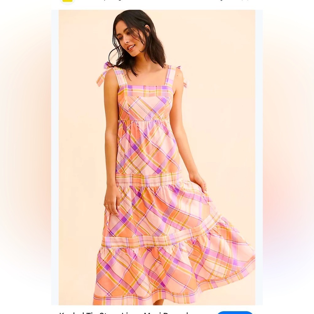 Anthropologie Kachel Tie Strap Linen Maxi Dress – Size L